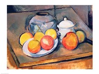 Straw-covered vase, sugar bowl and apples, 1890-93 Fine Art Print