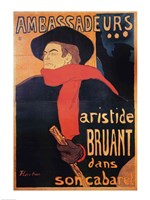 Ambassadeurs: Aristide Bruant, 1892 by Henri de Toulouse-Lautrec, 1892 - various sizes