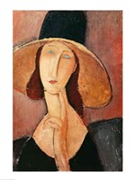 Portrait of Jeanne Hebuterne in a large hat, c.1918-19 Fine Art Print