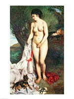 Bather with a Griffon dog, 1870 Fine Art Print