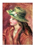 Young Girl in a Straw Hat by Pierre-Auguste Renoir - various sizes