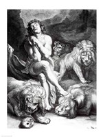 Daniel in the Lions' Den - black and white Fine Art Print