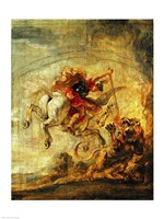 Bellerophon Riding Pegasus Fighting the Chimaera Fine Art Print