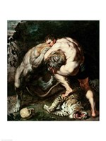 Hercules Fighting the Nemean Lion Framed Print