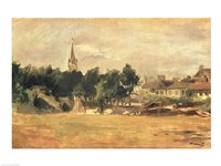 Landscape with a Village Church Fine Art Print