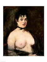 Brunette with bare breasts Fine Art Print