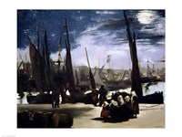 Moonlight on Boulogne Harbour, 1868 Fine Art Print