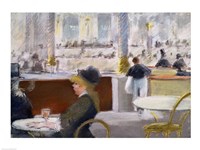 A Cafe, Place du Theatre Francais Fine Art Print