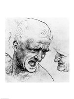 Studies for the heads of two soldiers in 'The Battle of Anghiari Fine Art Print