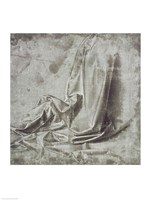 Drapery study for a kneeling figure in Profil Perdu by Leonardo Da Vinci - various sizes