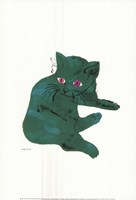 Cat From 25 Cats Named Sam and One Blue Pussy   (Green Cat), 1956 by Andy Warhol, 1956 - 13" x 19"