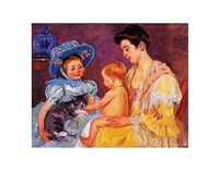 Children Playing with a Cat by Mary Cassatt - 14" x 11"