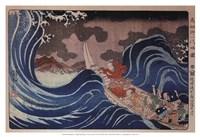 Nichiren Calms a Storm in Kakuda by Utagawa Kuniyoshi - 19" x 13"