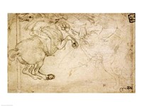 A Horseman in Combat with a Griffin Fine Art Print