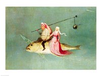 The Temptation of St. Anthony, right hand panel, detail of a couple riding a fish by Hieronymus Bosch - various sizes