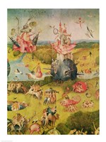 The Garden of Earthly Delights: Allegory of Luxury, central panel of triptych, c.1500 Detail Fine Art Print
