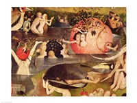 The Garden of Earthly Delights: Allegory of Luxury, horizontal detail of the central panel, c.1500 Fine Art Print