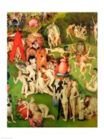 The Garden of Earthly Delights: Allegory of Luxury, vertical central panel of triptych, c.1500 Fine Art Print