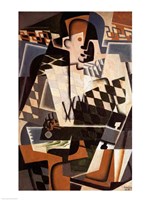 Harlequin with a Guitar, 1917 Fine Art Print