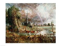Salisbury Cathedral From the Meadows, 1831 Framed Print