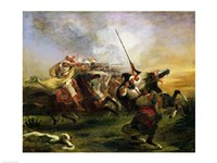 Moroccan horsemen in military action, 1832 Fine Art Print