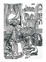 St. Jerome in his study pulling a thorn from a lion's paw Fine Art Print