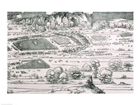 Demonstration of defensive measures to protect a city against a besieging army, Detail Fine Art Print