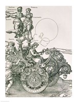 Design for 'The Great Triumphal Chariot of Emperor Maximilian I': detail showing the Virtues steering the team of horses Fine Art Print