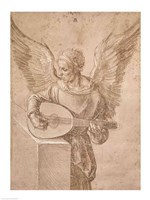 Angel playing a lute, 1491 Fine Art Print