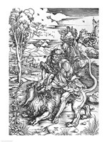 Samson slaying the lion Fine Art Print