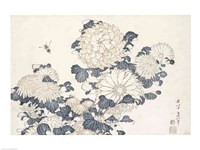 Bee and Chrysanthemums by Katsushika Hokusai - various sizes