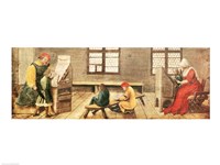 A School Teacher is Explaining the Meaning of a Letter to Illiterate Workers 1516 Fine Art Print