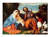 The Holy Family and a Shepherd Fine Art Print