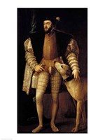 Charles V Holy Roman Emperor and King of Spain with his Dog Fine Art Print