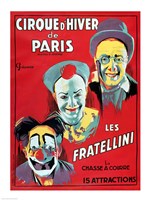 Poster advertising the 'Cirque d'Hiver de Paris' featuring the Fratellini Clowns Fine Art Print