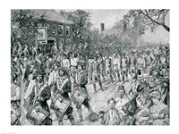 The Continental Army Marching Down the Old Bowery, New York, 25th November 1783 by Howard Pyle, 1783 - various sizes, FulcrumGallery.com brand