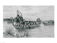 The Landing of Cadillac, illustration from 'The City of the Strait' Fine Art Print