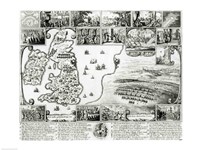 Map of Civil War England and a view of Prague, 1632 Fine Art Print