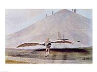 One of the many flying experiments of Otto Lilienthal Fine Art Print