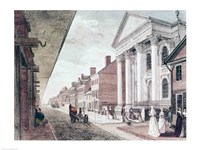 High street with the first Presbyterian Church, Philadelphia, 1799 Fine Art Print