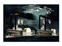 Midnight Race on the Mississippi Fine Art Print