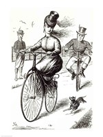 Cartoon of a Lady on a Velocipede, 1869 Fine Art Print