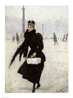 Parisian woman in the Place de la Concorde Fine Art Print