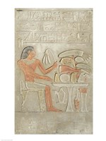 Stela depicting the deceased before an offering table Fine Art Print