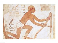 Construction of a wall, detail of a man with a hoe, from the Tomb of Rekhmire Fine Art Print