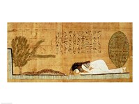 Funerary papyrus depicting the deceased prostrate in front of the crocodile Fine Art Print