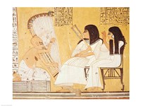The deceased and his wife listening to a blind harpist Fine Art Print