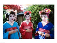 Three geishas, Kyoto, Honshu, Japan Fine Art Print
