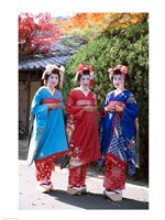 Three geishas, Kyoto, Honshu, Japan (posed) Fine Art Print
