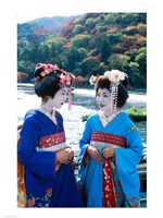 Geishas Conversing in Japanese Fine Art Print